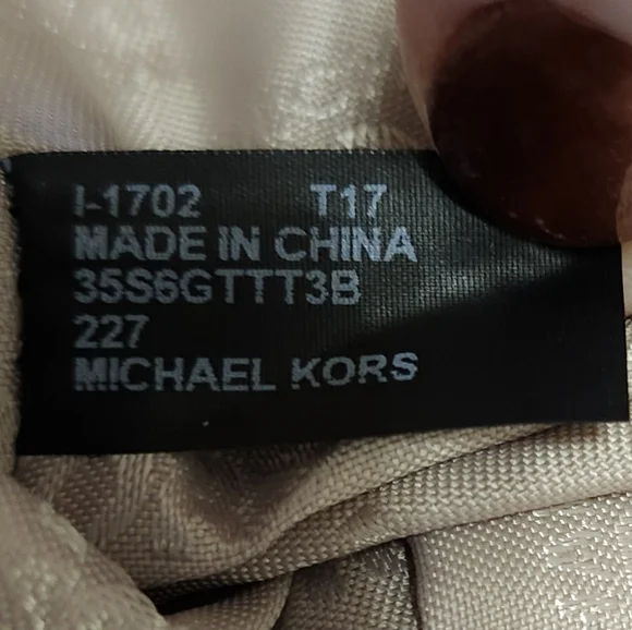 Michael Kors Jet Set Bag Purse 35S6GTTT3B Brown Tan Beige Cream Gold MK Logo - Picture 6 of 9